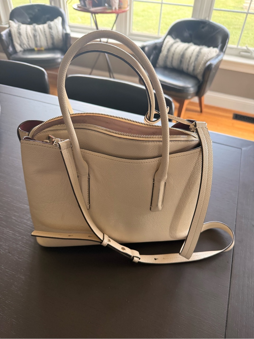 Kate Spade Pebbled Leather Satchel in Light Beige